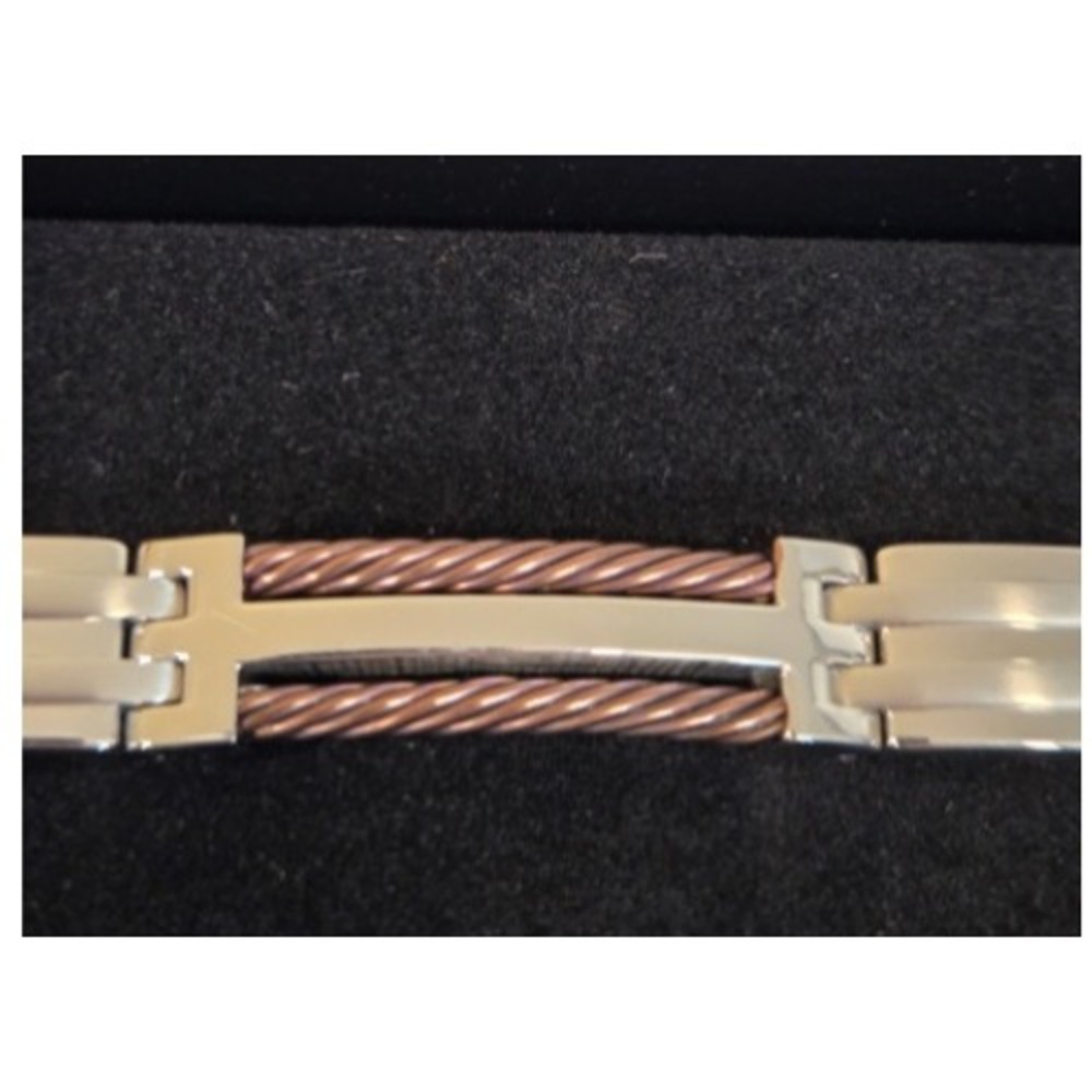 NWT Mens Stainless Steel Rose Gold Tone Cable Link Bracelet‎ NWT $170